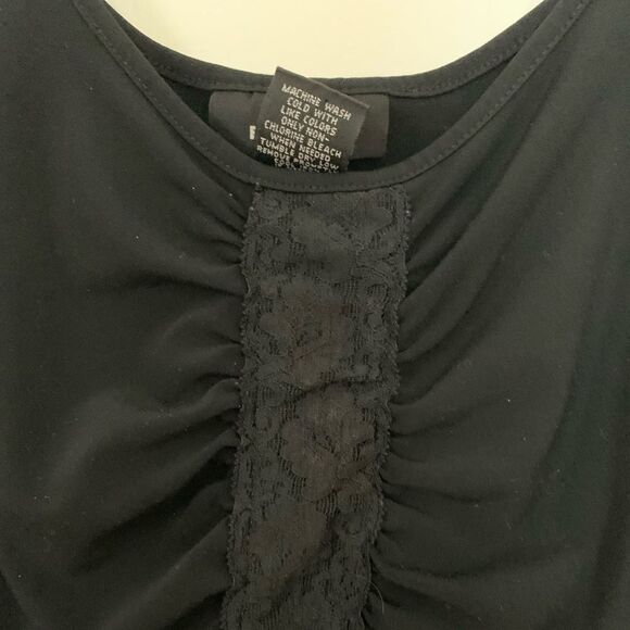 Express black sleeveless tight blouse, lace decorated front, great condition, S - Picture 2 of 7